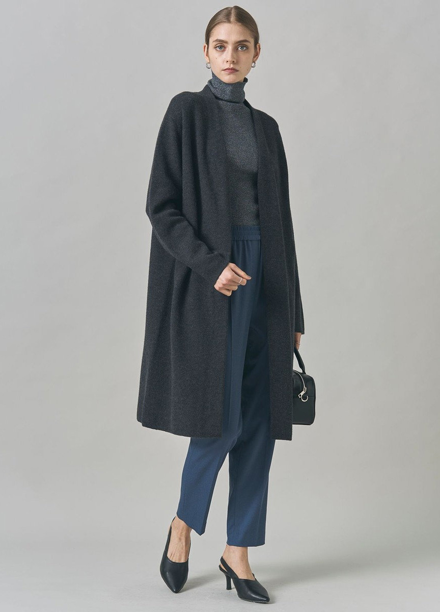 質感壓縮羊毛綁帶針織開襟